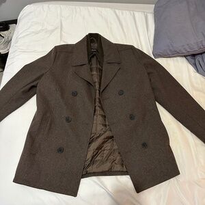 Men’s Kenneth Cole Double Breasted Bib Peacoat
